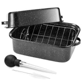 DIMESHY 21-inch roasting pan with rack for even heating and large gatherings.