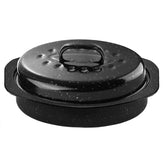 Dimeshy 13-inch roasting pan with lid for even turkey roasting.