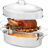 DIMESHY 22-inch oval roasting pan with lid for even cooking and large roasts