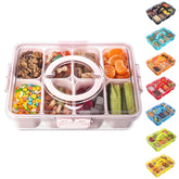 Dingerjar divided tray with pink lid and handle for easy transport