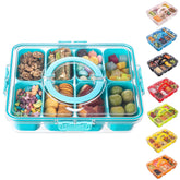 Dingerjar Snackle Box with Open Lid shows organized snacks for easy serving