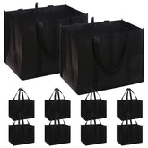 DIOMMELL 10-pack reusable grocery bags foldable black design for space-saving storage