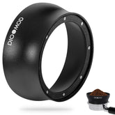 Dioomod 54mm magnetic dosing funnel locks securely onto espresso handles.