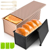 Dipanist pullman loaf pan with lid, closed view, promoting even bake and easy release.
