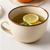 Disoza 24oz beige ceramic mug for hot and cold beverages