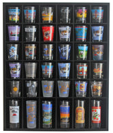 DisplayGifts black shot glass display case with 36 slots for collectibles.