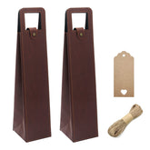 DIWNELEM 2-pack leather wine bags, front view, durable PU leather protection for bottles.