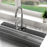 DK177 stone faucet mat kitchen side view with moisture protection on counter