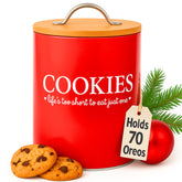 D'Lifeful cookie jar with airtight bamboo lid keeps treats fresh on the counter.