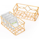 DLUGOPIS gold sugar packet holder two-piece set for an organized coffee bar.