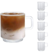 DM Design Master 6-pack 12oz glass mugs for everyday coffee moments.
