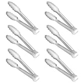 Dmoera 6-pack serving tongs, 7-inch silver, ideal for salads.