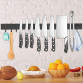 Dmore knife magnet rack wall with four hooks for easy, accessible knife storage.