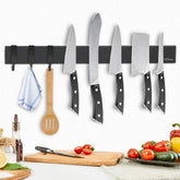Dmore magnetic knife rack with adhesive install keeps knives accessible and the kitchen organized.