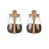 DNIENKGE glass jar airtight 2-pack with bamboo lid for pantry organization