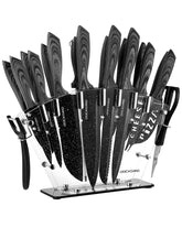 Dockorio all-in-one knife block displaying the full set with space-saving organization.