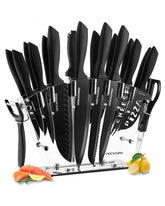 Dockorio 19-piece knife set in block demonstrates organized kitchen storage.