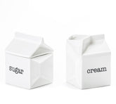 Dodococa ceramic sugar creamer set milk-carton pitcher on table, ideal for daily tea service