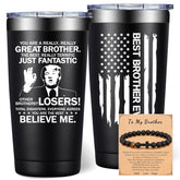 DOEARTE 20oz brother gift tumbler held proudly for a thoughtful moment and durable daily use.