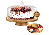 Dofira glass cake stand with dome displaying a 12-inch dessert presentation.