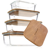 dokaworld acacia lids stackable collection ideal for meal prep.