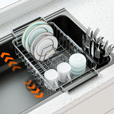 Dolreiik expandable drying rack over the sink in stainless steel saves counter space