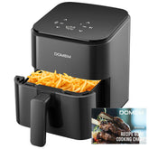 DOMEM 3 Qt compact air fryer front view showing space-saving design
