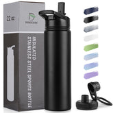 DOMICARE insulated bottle with straw lid for smooth sipping on hikes