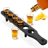 Don Paragone shot glass holder tray showing six secure holes for organized serving.