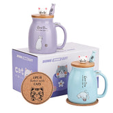 DONGSHANGIFT Cat Mugs 2-pack with purple-blue 3D cat design for playful mornings