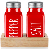 Dopeca red salt and pepper shakers set for quick seasoning at meals.