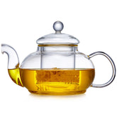 DOPUDO glass teapot with removable infuser for blooming tea brewing at home.