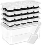 DOQAUS ice tray with lid and bin demonstrates organized freezer storage