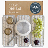 Dorai Stone Dish Drying Mat demonstrating quick dry on a clean kitchen counter