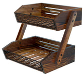 Dorhors two-tier fruit basket with wooden design on countertop enhances organization