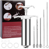 Dormercy meat injector syringe kit for tender, evenly seasoned turkey and meats.
