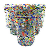 Dos Sueños confetti-rock design glass with 14oz capacity for festive gatherings.