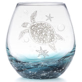 DOUDIZHU sea turtle wine glass with teal crackle bottom for coastal gatherings.