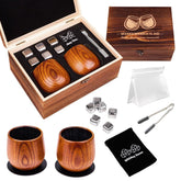 DouMmantn charred wooden whiskey glasses set—two elegant tumblers for aging bourbon aroma.