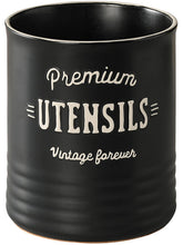 Dowan 7.2-inch ceramic utensil holder in matte black with cork mat protects countertops.
