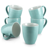 DOWAN ceramic coffee mug 17oz turquoise, set of 6, ideal for daily coffee rituals