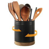 DOWAN rotating utensil holder base enables easy access to utensils.