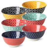 DOWAN soup bowls 6pc colorful pattern closeup showing vibrant design for stylish meals