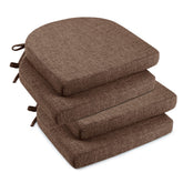 Downluxe brown textured chair cushion for comfortable dining seating.