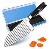 Dragon Creek Crinkle Cutter blade closeup shows a sharp stainless steel edge for precise cuts.