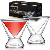 Dragon Glassware stemless martini glasses offer a sleek, chill-ready design for cocktails.