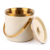 DRAMNYO 3L beige white ice bucket with wide mouth for easy party serving