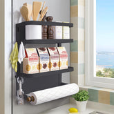 Dr.BeTree magnetic spice rack on the fridge keeps spices organized and within reach.