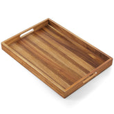 DreamKey 17-inch acacia tray with handles for easy serving on the sofa.