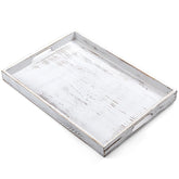 DreamKey 17 inch rustic white serving tray with handles, ideal for easy serving.